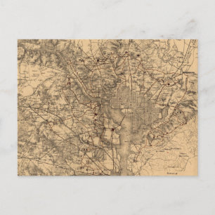 Vintage Map of The Washington DC Area (1865) Postcard