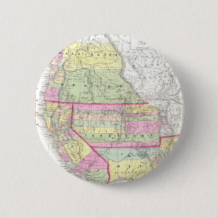 Vintage Map of The Western United States (1853) 6 Cm Round Badge