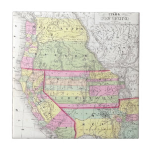 Vintage Map of The Western United States (1853) Tile