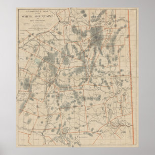 Vintage Map of The White Mountains (1896) Poster