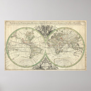 Vintage Map of The World (1691) Poster