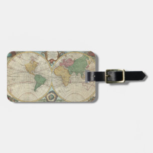 Vintage Map of The World (1744) Luggage Tag