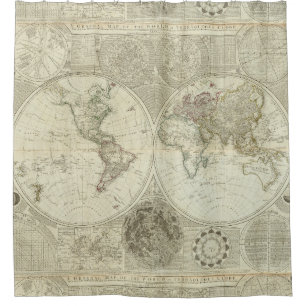 Vintage Map of The World (1787) Shower Curtain