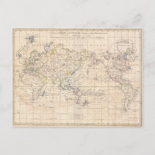 Vintage Map of The World (1799) Postcard
