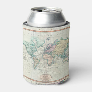 Vintage Map of The World (1801) Can Cooler