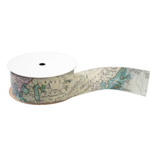 Vintage Map of The World (1801) Grosgrain Ribbon (Spool)