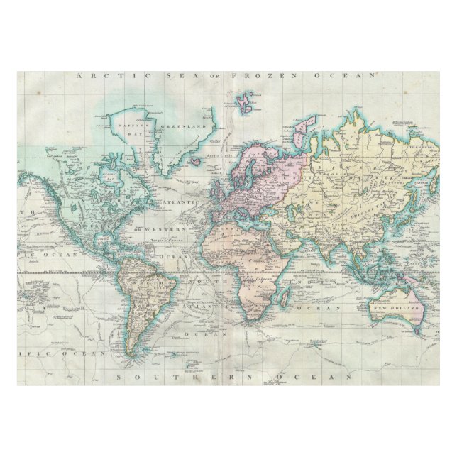 Vintage Map of The World (1801) Tablecloth (Front (Horizontal))