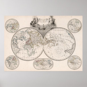 Vintage Map of The World (1812) Poster