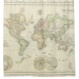 Vintage Map of The World (1872) Shower Curtain