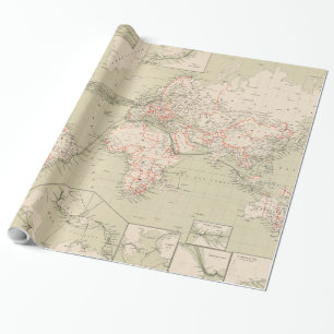 Vintage Map of The World (1898) Wrapping Paper