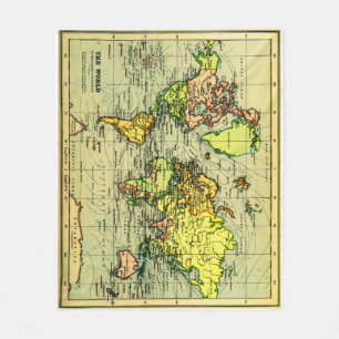 Vintage Map of The World (1899) - Stylised Fleece Blanket