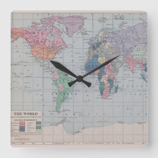 Vintage Map of The World Clock