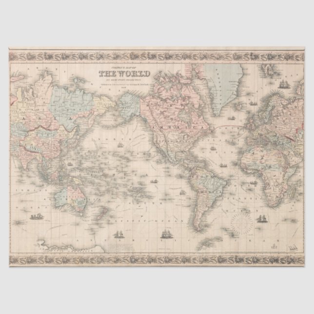 Vintage Map of the World  Tissue Paper (Front)