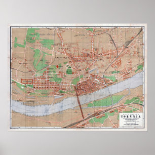 Vintage Map of Torun Poland (1921) Poster