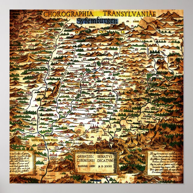 Vintage Map of Transylvania Poster (Front)