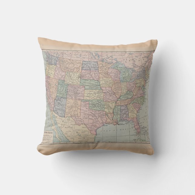 Vintage Map of  United States Pillow (Front)