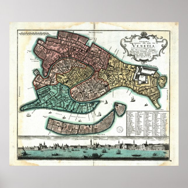 Vintage Map of Venice Italy (1729) Poster (Front)