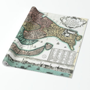 Vintage Map of Venice Italy (1729) Wrapping Paper
