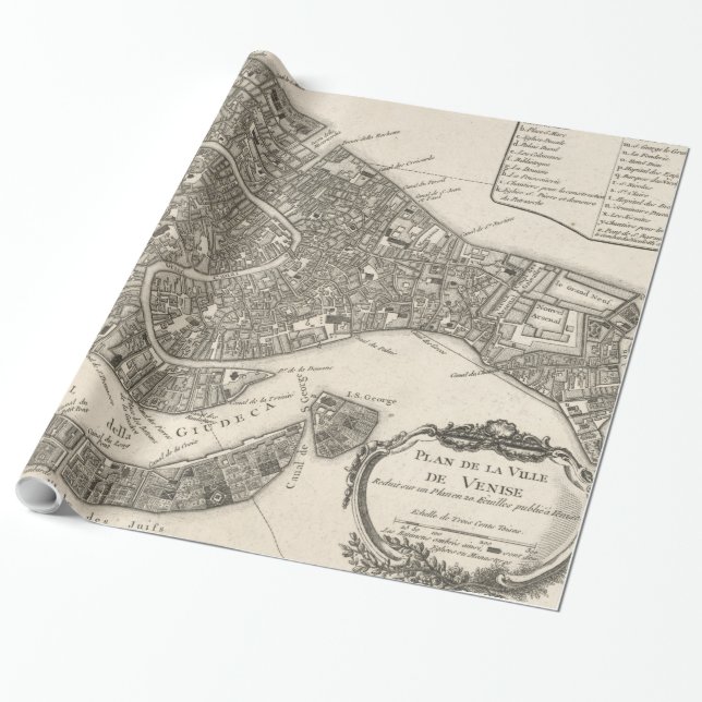Vintage Map of Venice Italy (1764) Wrapping Paper (Unrolled)