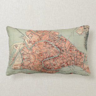 Vintage Map of Venice Italy (1920) Lumbar Cushion