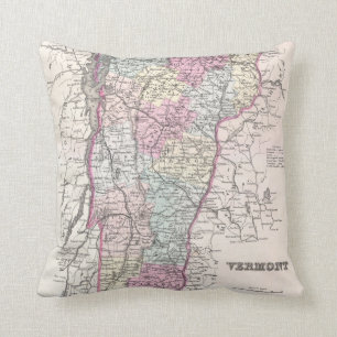 Vintage Map of Vermont (1855) Cushion