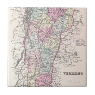 Vintage Map of Vermont (1855) Tile