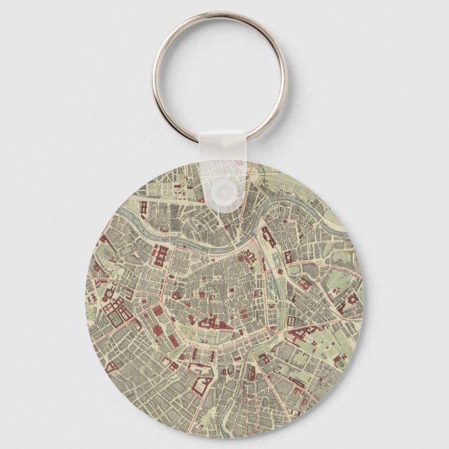 Vintage Map of Vienna Austria (1883) Key Ring (Front)