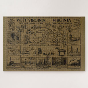 Vintage Map of Virginia & West Virginia (1912) Jigsaw Puzzle