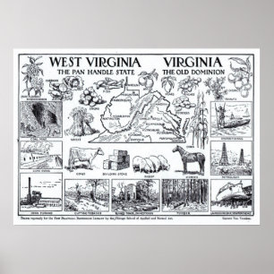 Vintage Map of Virginia & West Virginia (1912) Poster
