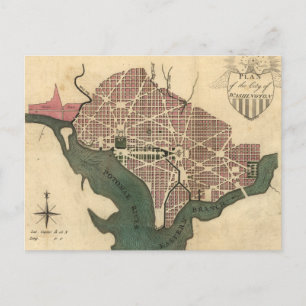 Vintage Map of Washington D.C. (1793) Postcard