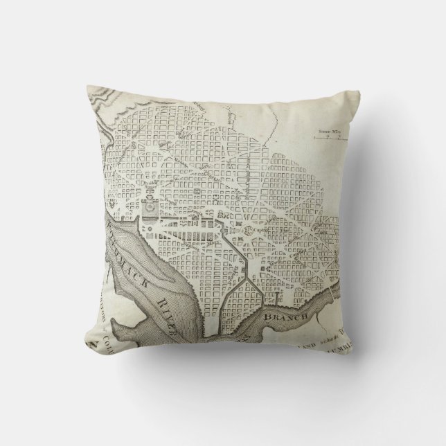 Vintage Map of Washington D.C. (1794) Cushion (Front)