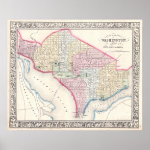 Vintage Map of Washington D.C. (1864) Poster