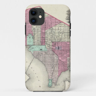 Vintage Map of Washington D.C. (1866) iPhone 11 Case