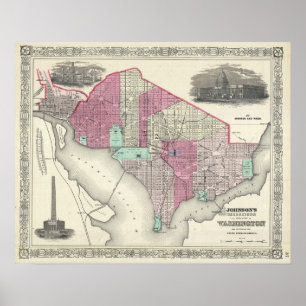 Vintage Map of Washington D.C. (1866) Poster