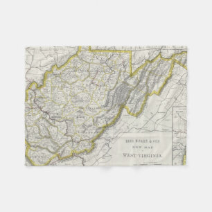 Vintage Map of West Virginia (1889) Fleece Blanket