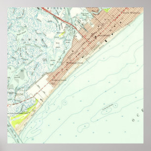 Vintage Map of Wildwood NJ (1955) Poster