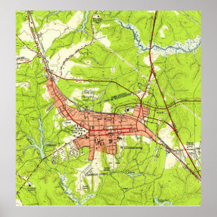 Vintage Map of Williamsburg Virginia (1952) Poster