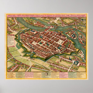 Vintage Map of Wroclaw Poland (1752) Poster