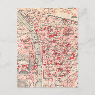 Vintage Map of Wurzburg Germany (1905) Postcard