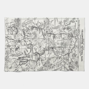 Vintage Map of Yellowstone National Park Tea Towel