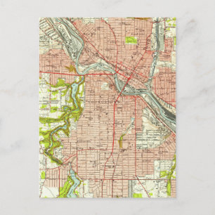 Vintage Map of Youngstown Ohio (1951) Postcard