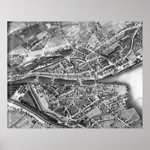 Vintage Map of Zurich Switzerland (1850) Poster