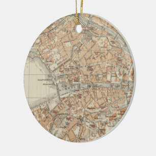Vintage Map of Zurich Switzerland (1913) Ceramic Ornament