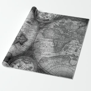 vintage map old world wrapping paper