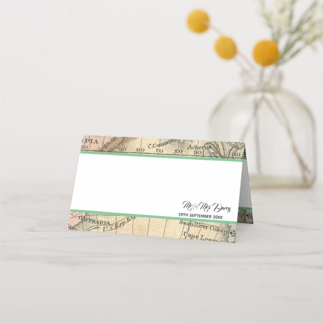 Vintage Map Place Card (Front)