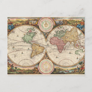 Vintage Map Postcard Showing Ecliptic
