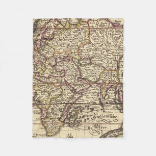 Vintage Map Print Fleece Blanket