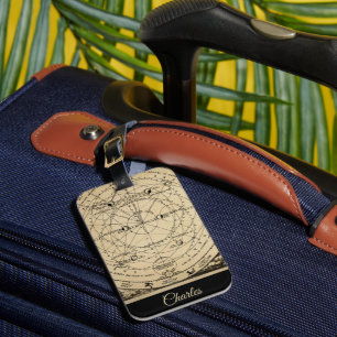 Vintage map retro historical aged stylish luggage tag