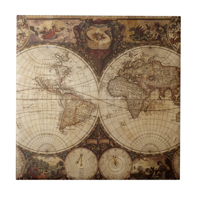 Vintage Map Tile (Front)