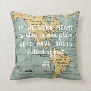 Vintage Map Travel Quotes Cushion